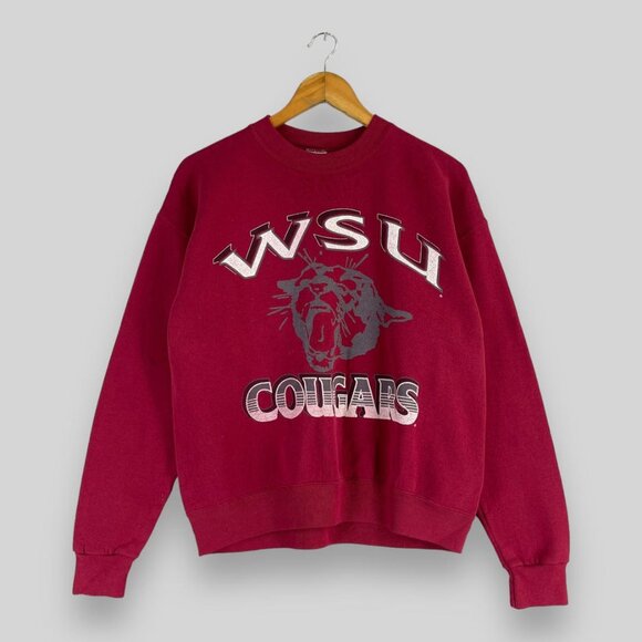 Vintage WSU COUGARS Crewneck Sweatshirt Washington State University Footb - Picture 1 of 2